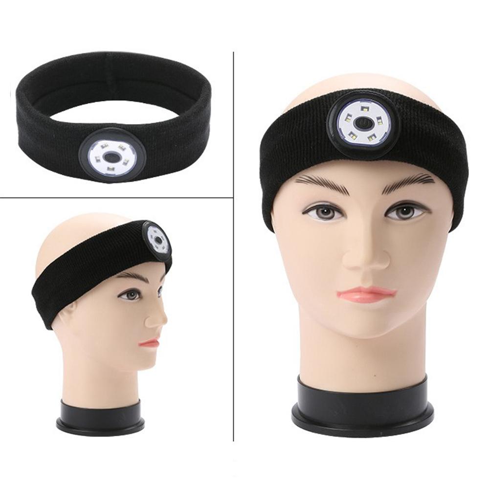 Sports Fitness Headband with Rechargeable LED Headlamp Light Sweat Band for Men Women Outdoor