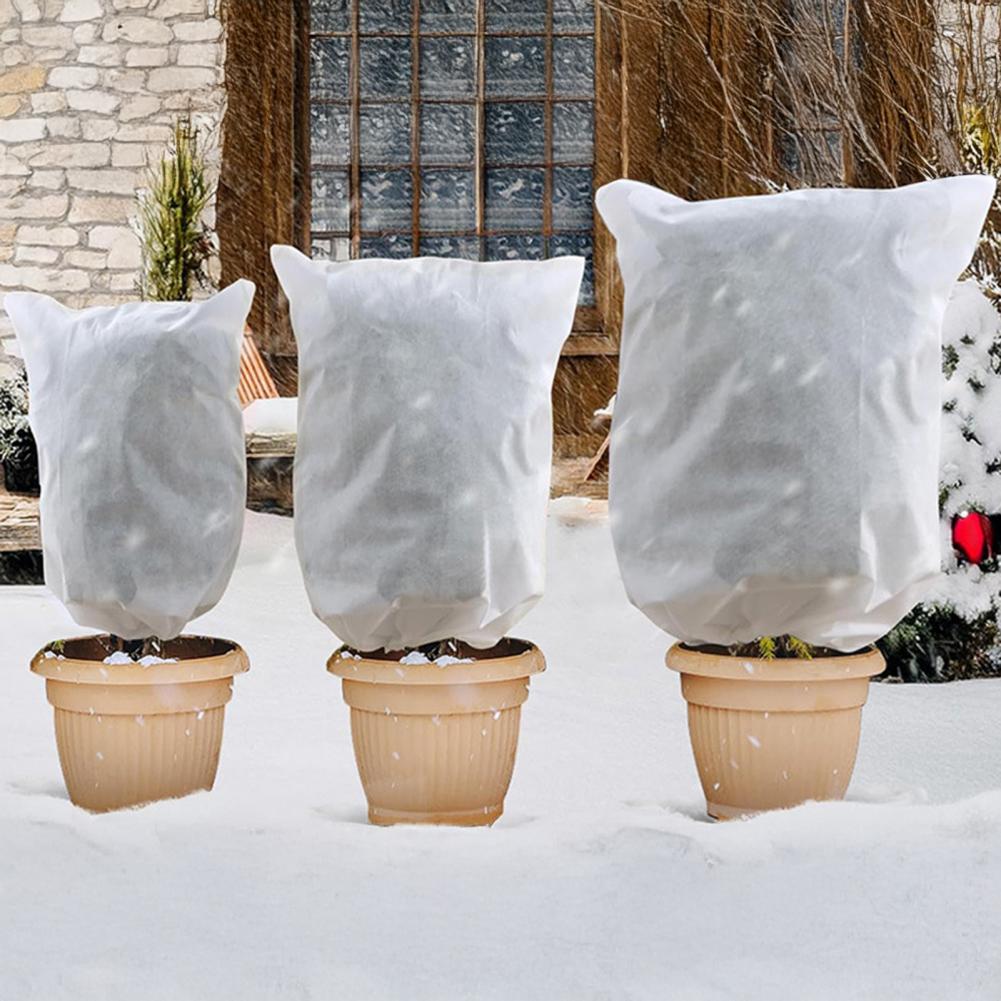 Plant Freeze Protection Cover with Drawstring Zipper Reusable Winter Outdoor Tree Shrubs Potted Plants Frost Protection Bag