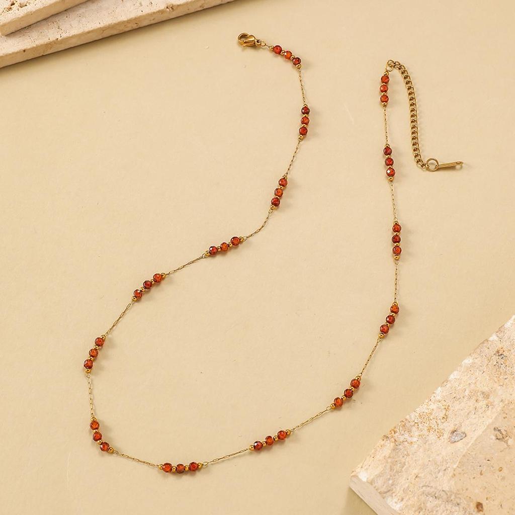 High-End European & American Stainless Steel Women's Crystal Necklace - Versatile, Non-Fading Light Luxury Fashion Accessory