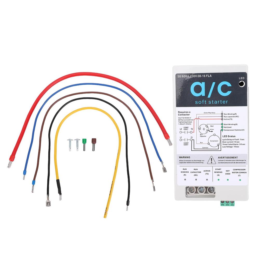 AC Soft Starter Module Compact Home Air Conditioner Soft Start Kit Reverse Motor Guard for HVAC Generators Utility