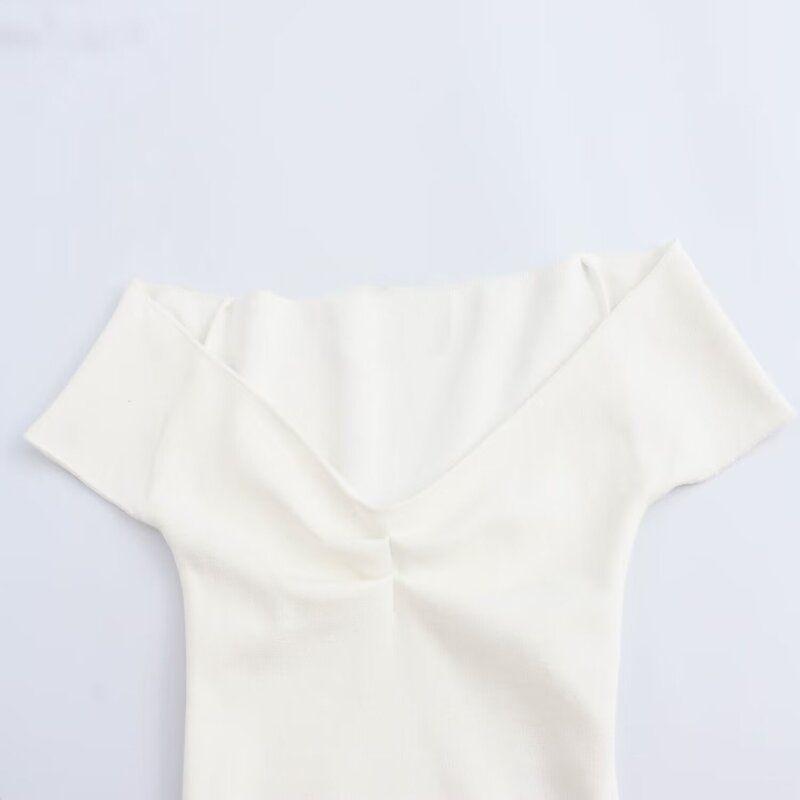 Fashion Wind 2024 New Fall Women's Clothing Stretch Knitting Cut Out Embroider Decoration Silm Tops 5584640