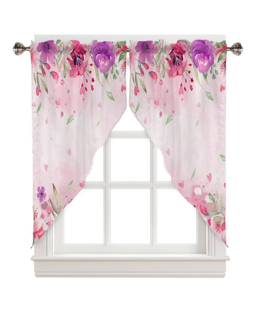 Valance Curtain Green Leaves Swag Kitchen Watercolor Botanical Living Room Bedroom Decorative Small Curtains Polyester With Rod Pocket Great Decor