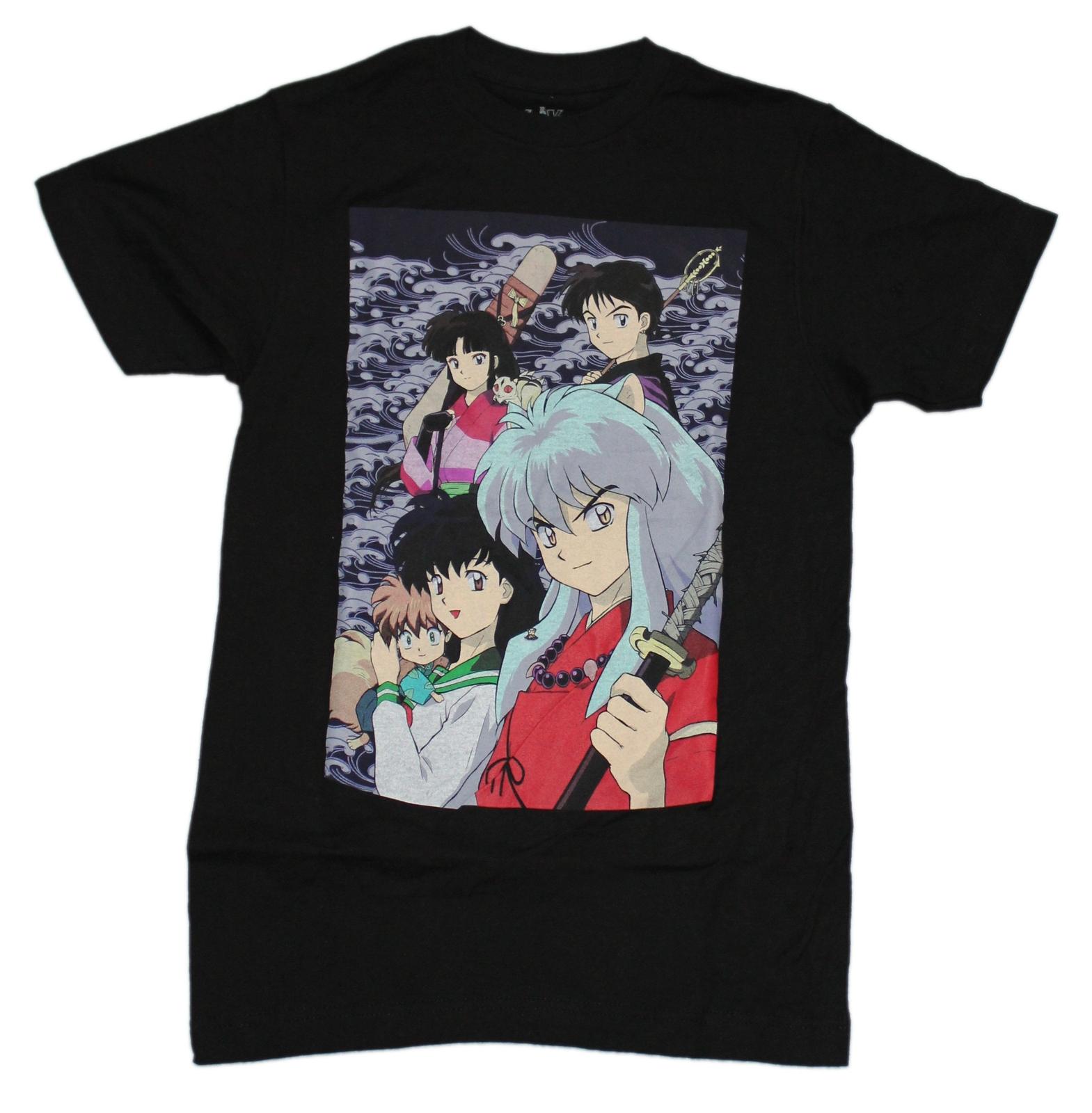 Inuyasha New Adult T-Shirt - Character Group In swirly Box Image XL