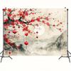 2D Elegant Oriental Plum Blossom and Lanterns Background Cloth
