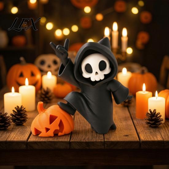 3D Printed PLA Halloween Gift Little Pumpkin Skull Ornament, Decor, Cute Desktop Handheld Sculpture Figurine for Home Table Decoration And Festive