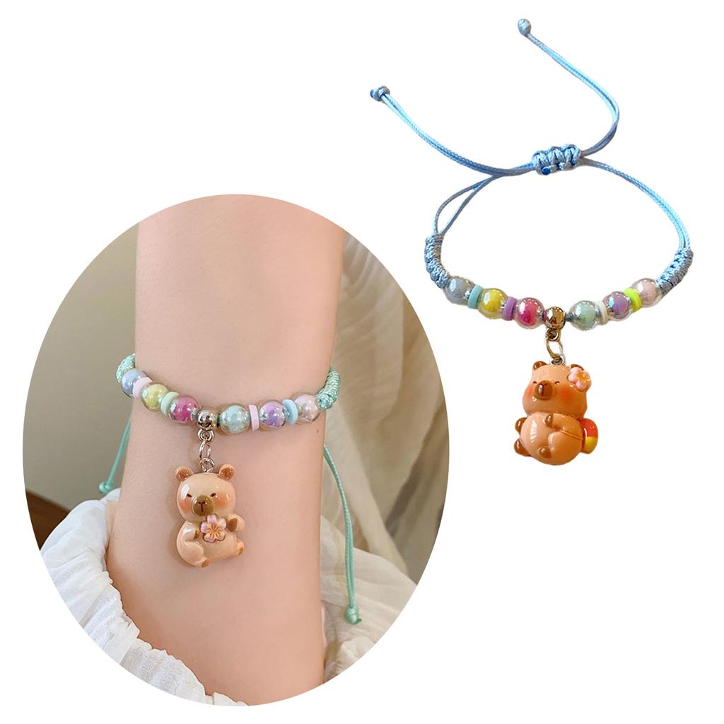 Særpreget Capybara-armbånd i resin Håndvevd snorarmbånd Motehåndleddsmykker for egen stil og gavegiving