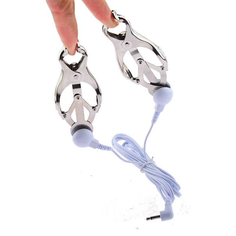 Sex Toys Adult Toys Metal Electric Shock Nipple Clamp SM Couple Flirting Butterfly Electric Shock Nipple Clamp Female Slave Sex Tools