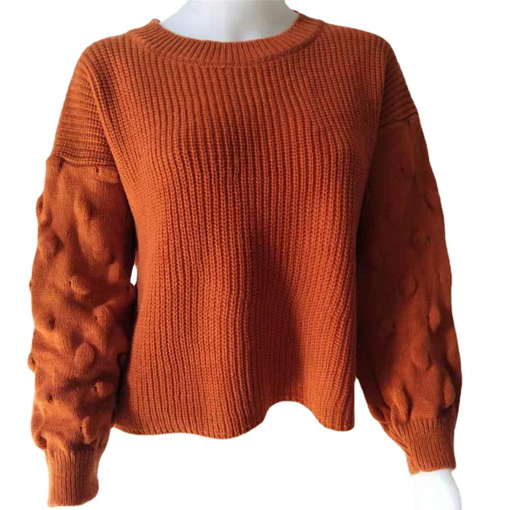 

Женский свитер на осень и зиму с толстым лифом и свободными рукавами-фонариками XL красный