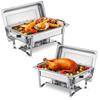 Chafing Dish Buffet Set, 8 Qt 2 Pack, Stainless Steel Chafer with 2 Full Size Pans