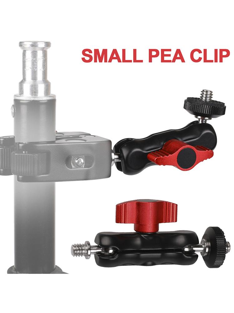 Ball Head Clamp W/ 1/4inch -20 Thread Ballhead Clamp Clip Rotatable Magic Arm Super Clamp for GPS Phone Monitor Video Light