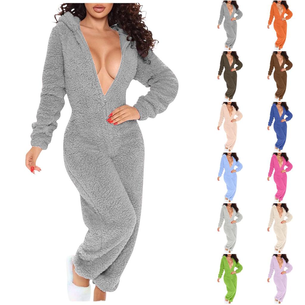 Women's Hooded Long Sleeve Pajama with Button Closure