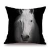 White Horse Royal Court Horsemanship Club Decoration Art Sofa Throw Pillow Case Black White Elegant Linen Pony Cushion Cover