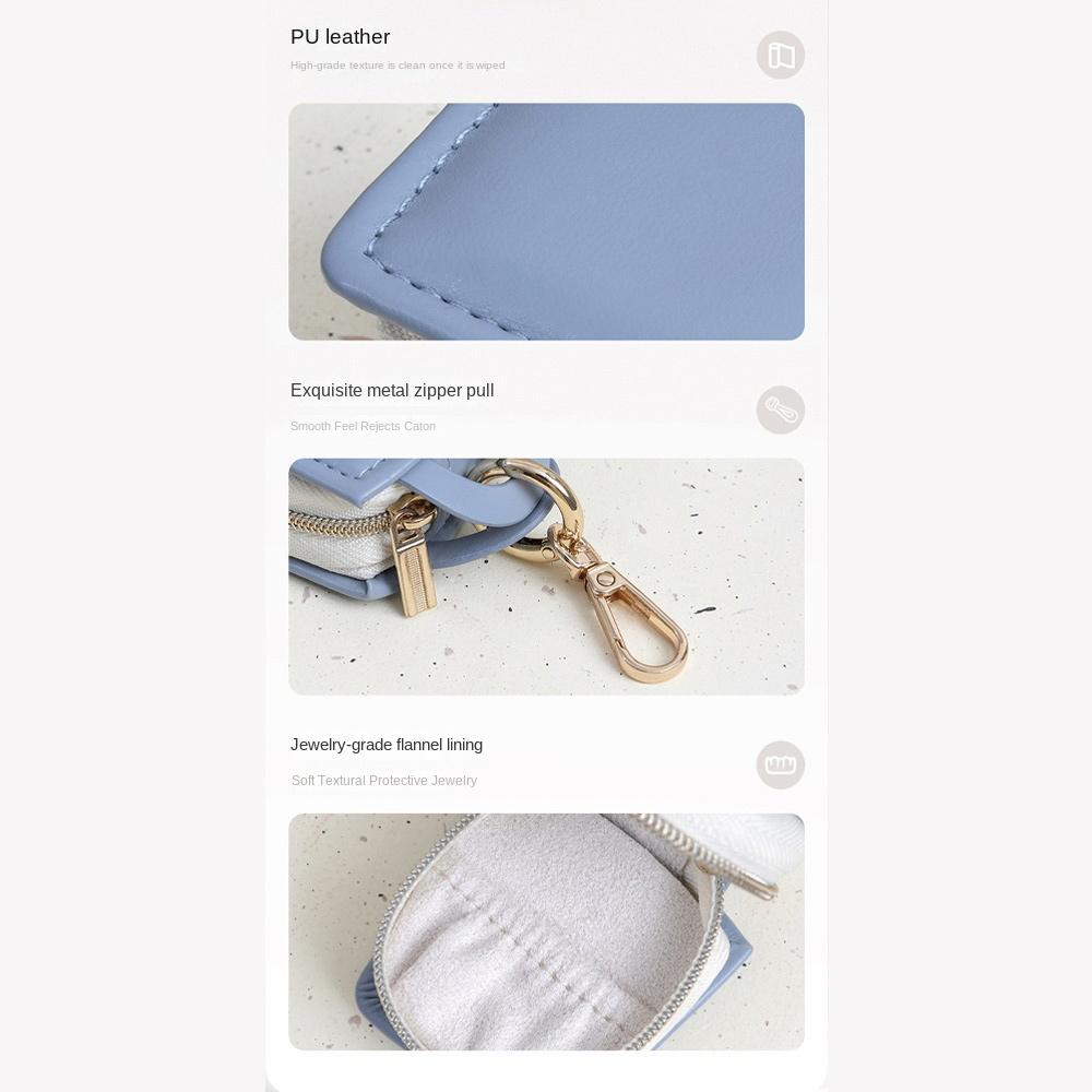 Boîte de Rangement en Cuir PU Porte-clés Couleur Unie Boîte de Rangement pour Bijoux Sac à Bijoux Pendentif Bagues Boucles d'Oreilles