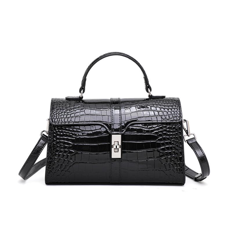 Aidrani Genuine leather cowhide crocodile handbag pattern pillow large capacity bright surface lady single shoulder cross-body