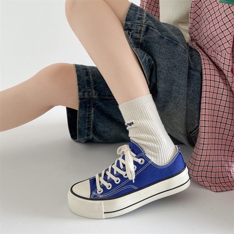 Retro Thick-soled Heightening Classic Low-top Canvas Shoes Women's 2025 New Summer Soft-soled Versatile Casual Board Shoes