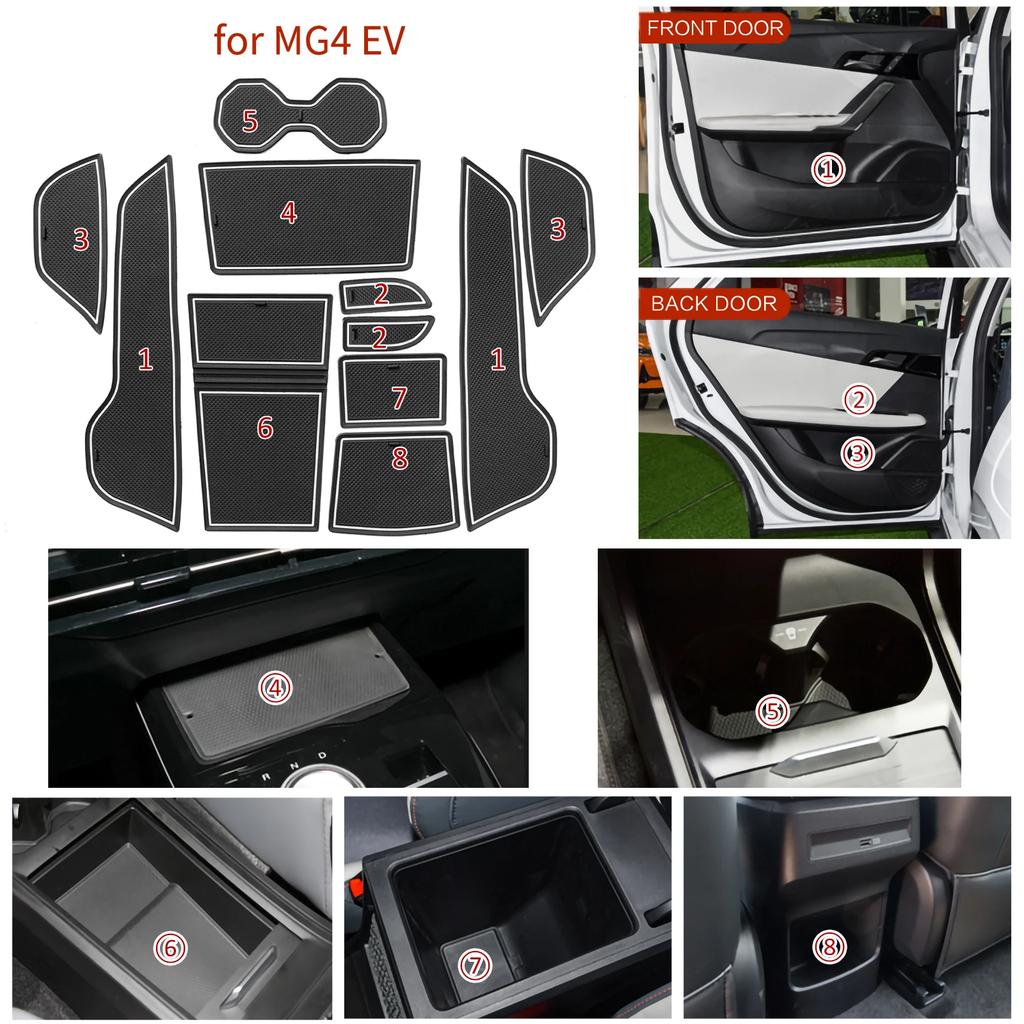 For MG 4 MG4 EV Anti-Slip Gate Slot Mat Non-Slip Door Groove Pad Cup Holder Interior Accessories Rubber Coaster
