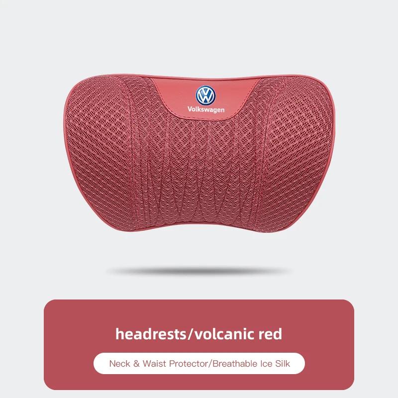 VW GTI GOLF 2026 Hot For VW VOLKSWAGEN Car Seat Ice Silk Pillow Neck Driving Seat Headrest Back Cushion For Volkswagen Polo Golf