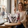 Skull Cherry Blossom Print Fashion Casual Shoulder Tote Bag