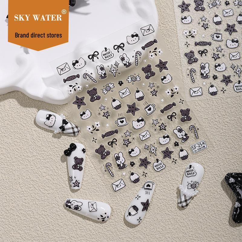 

3D Retro Christmas Bear & Kitty Nail Art and Phone Decorative Stickers Sky Bear Kitty