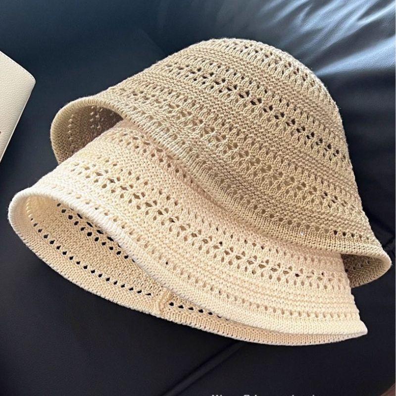 Women'S Crochet Knit Bucket Hat Lightweight Hollow Out Summer Sun Hat Breathable Beach Hat For Travel Outdoor Uv Protection