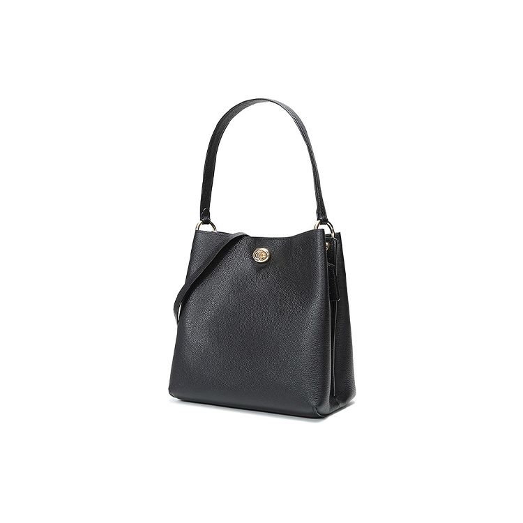 Coach Charlie 26 Unifarbene Magnetverschluss Leder Eimer Tasche Damen Taschen Schwarz 55200-GDBLK