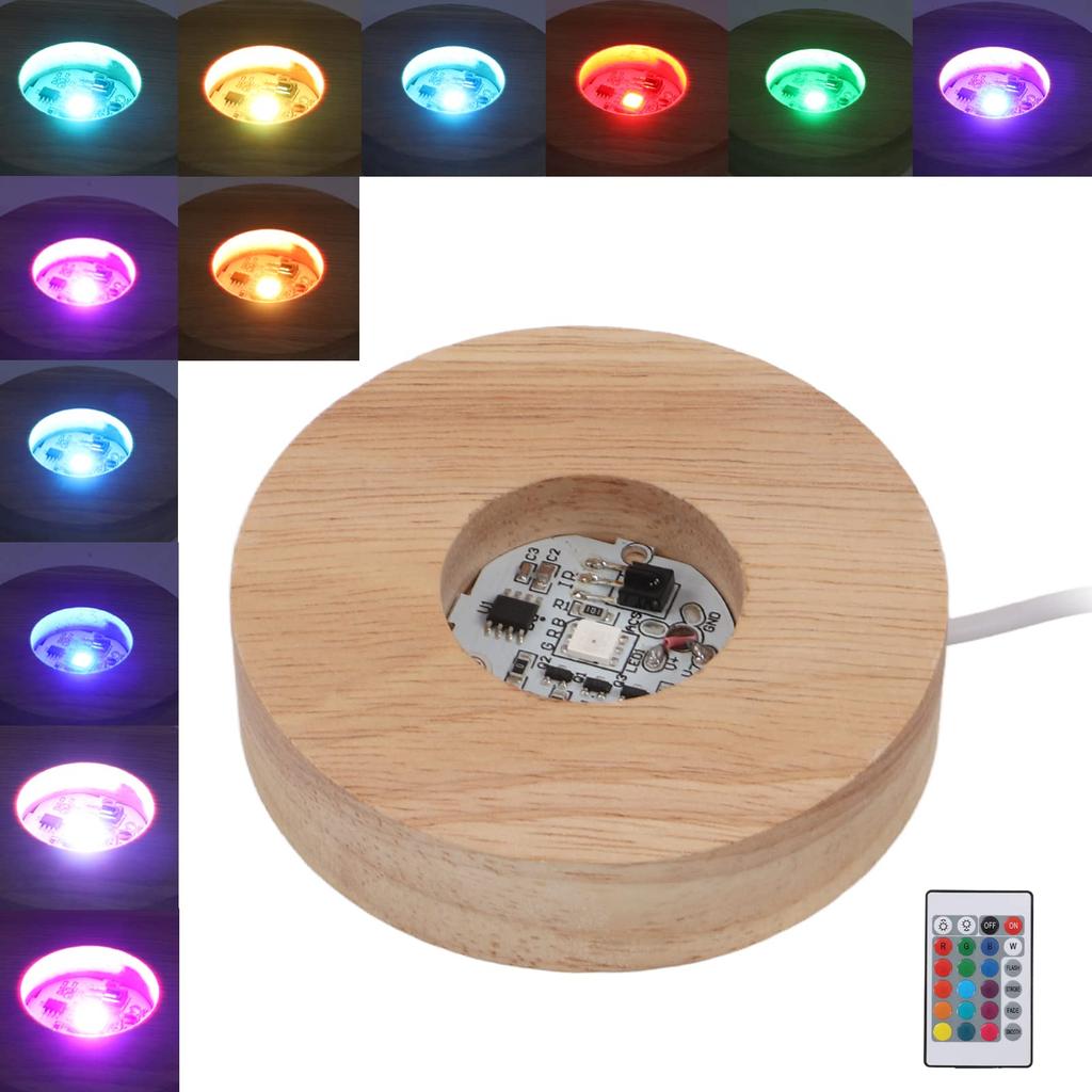 LED Display Base LED Light Base Display Base Crystal Ball Glowing Pedestal Display Stand Lighting 7 Colors Atmosphere Creation USB Crystal Glass