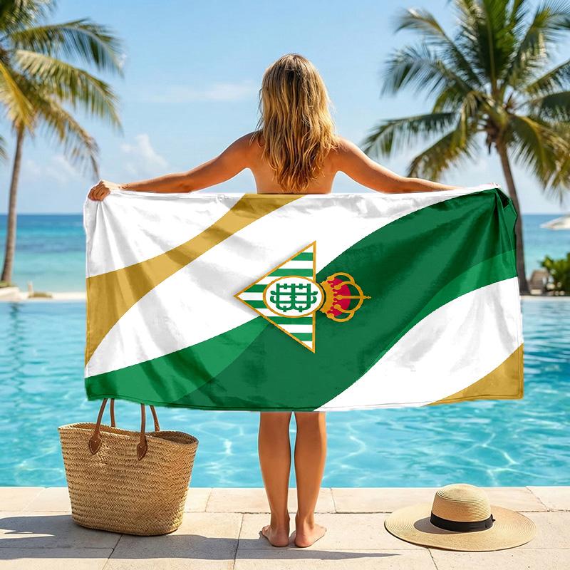 Real Betis Football Beach Towel Soft Microfiber Summer Towel Quick Dry Absorbent Towel for Beach Swimming Pool Travel