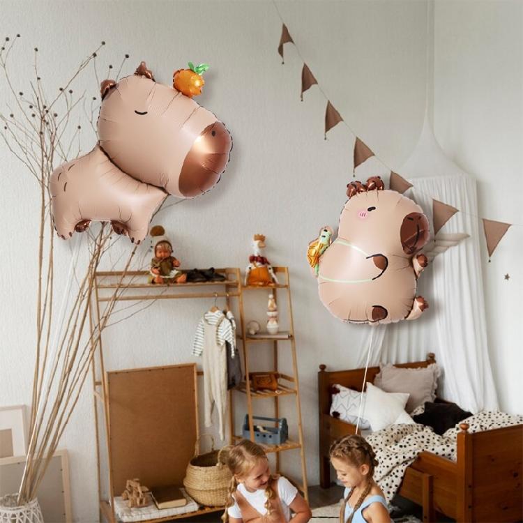 Set Of 5 Capybara Shape Foil Balloons Ideal For Party Decorations With Long Time Use and Vibranted Color