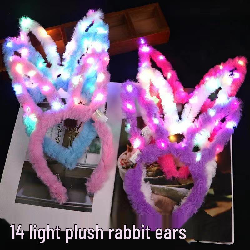 Luminous Feather Bunny Ear Plush Headband Hair Clip - Fun Accessories & Gifts