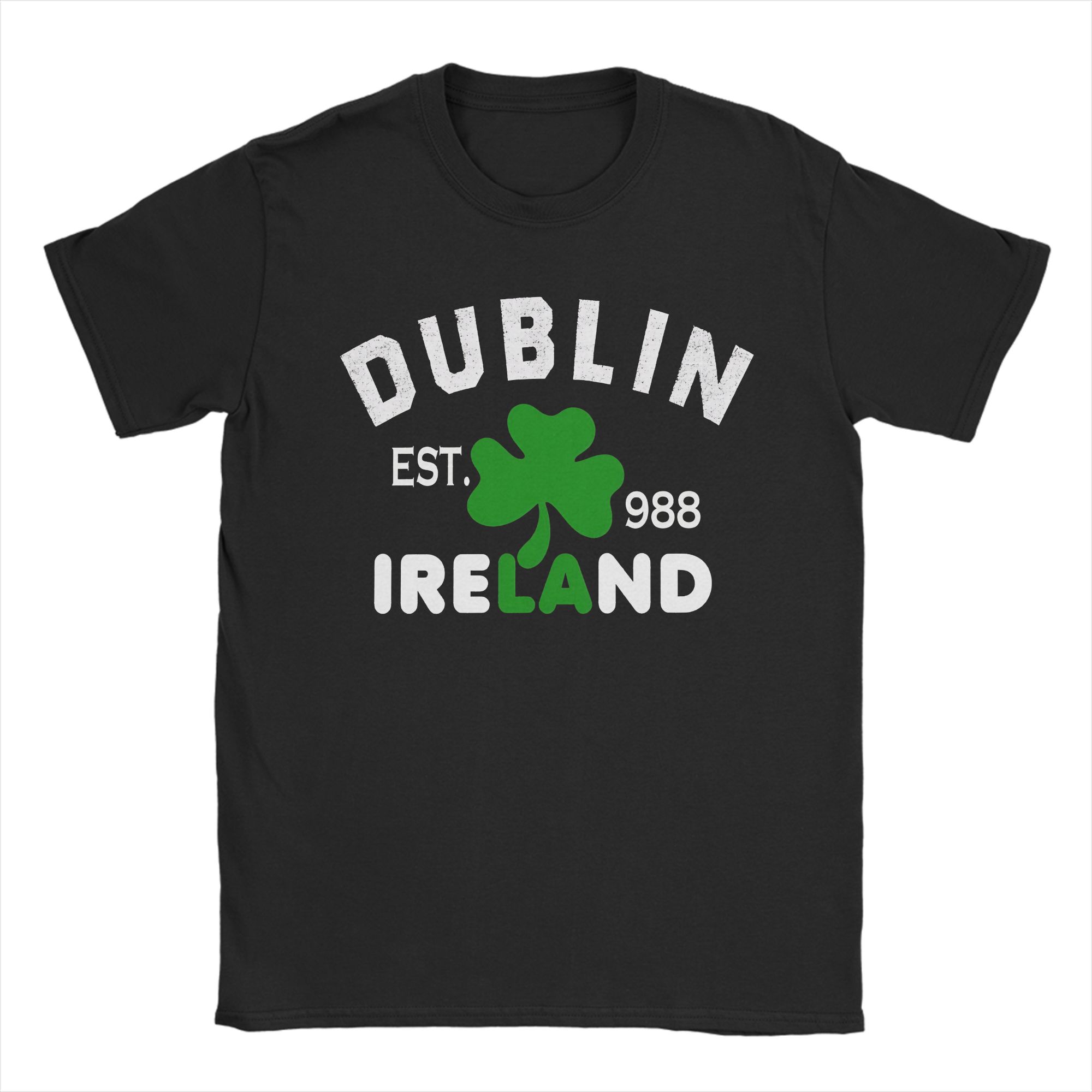 

Dublin Ireland Saint Patricks Day Green Shamrock Cotton T-Shirt For Men Beach T-Shirts O-Neck Hip Hop Tees Oversized Clothes 5XL різнокольоровий