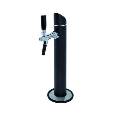 Beer Column - ICH-ZAPFE - Black Tower - 1 Line - Decorative Flange - Matte Black Aluminum