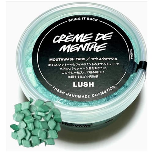 LUSH Creme de Menthe Mouthwash Tabs with Paper Bag, Mint, Refreshing, Bad Breath Care, Portable, Travel-Friendly, Freshly Handmade Cosmetics