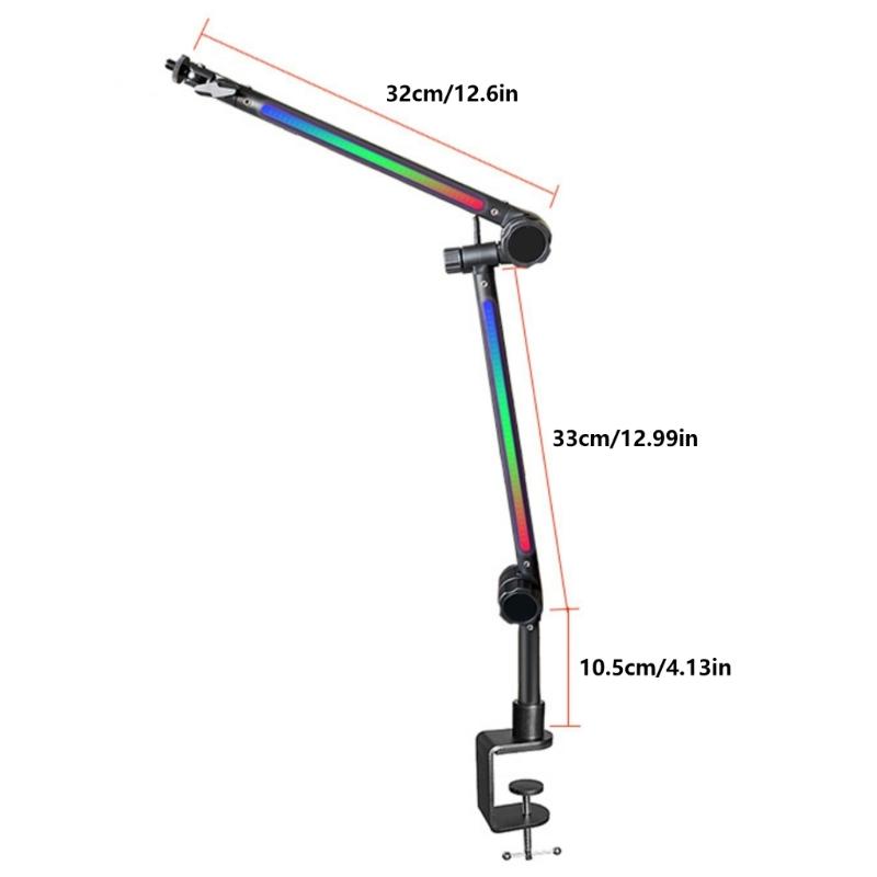 Drehbarer LED Mikrofonarmständer LED Schwenkarm Verstellbarer Mikrofonständer für Professionelle Aufnahme Heimstudio Rundfunk