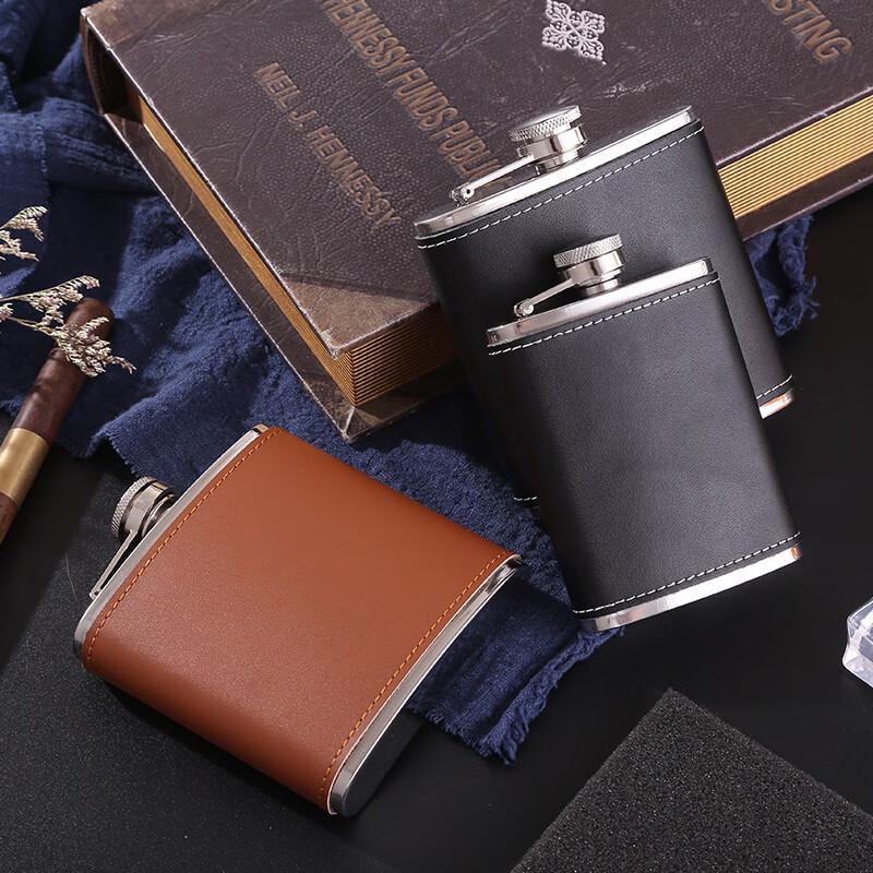 Portable Leather Stainless Steel Hip Flask