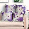 Purple & White Hibiscus Pillowcase: Realistic Floral-Themed Cushion Cover For Home Sofa Decor