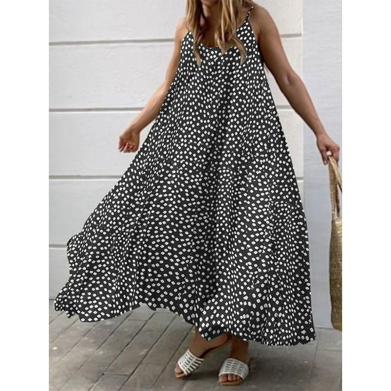 

Сексуальное длинное платье без рукавов с цветочным принтом Платье без рукавов с цветочным принтом Женщины C Black 5XL