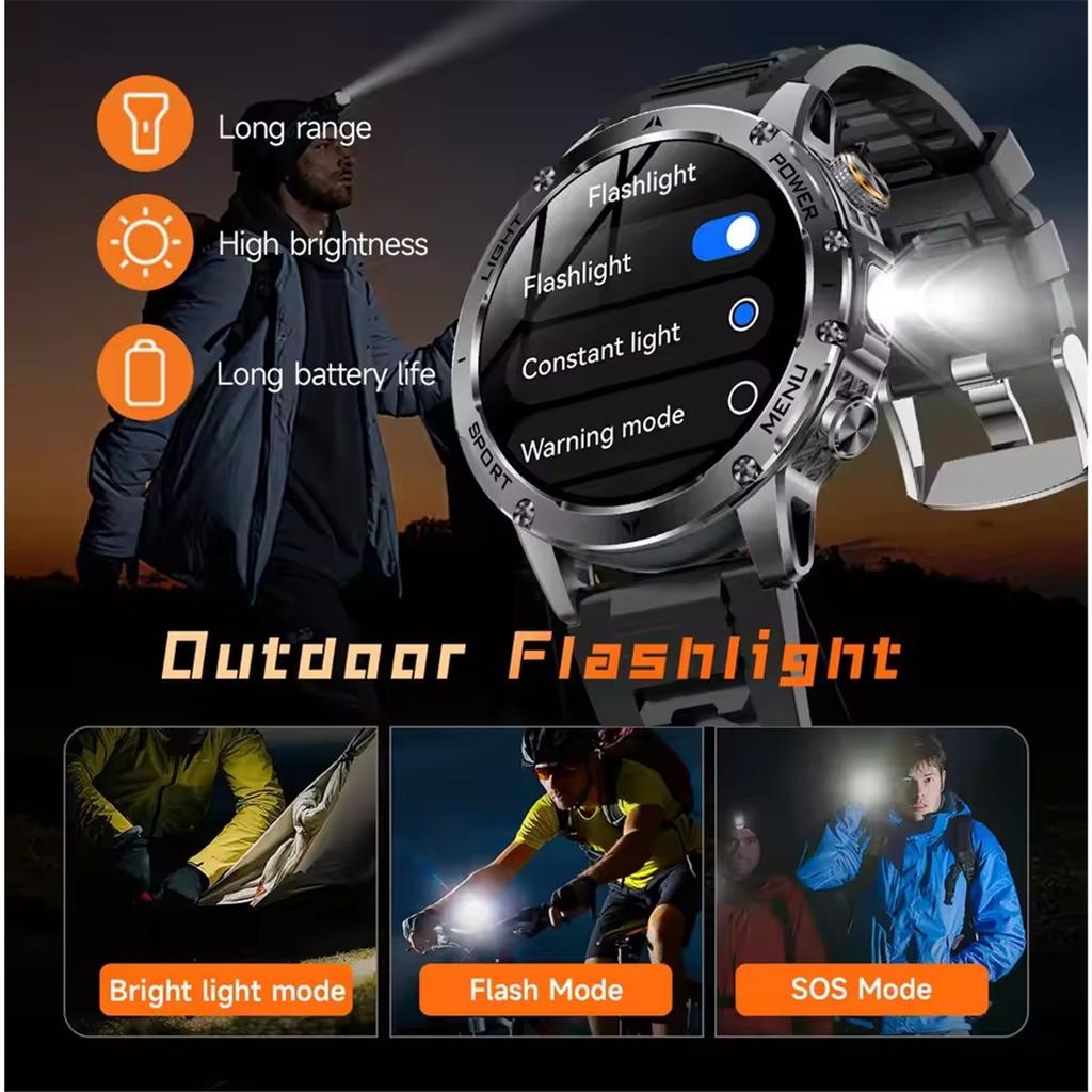 2026 Outdoor New 1000mAh Battery T-Rex 3 Military Grade Smart Watch Men IP69K Waterproof GPS HD Bluetooth Call 100 Sports Watch