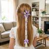 Kids Ponytail Extension with Hair Tie Rhinestone Snowflake Bow Halloween Costume Party Girls Wrap Around Synthetic Long Ponytail Hair Extension