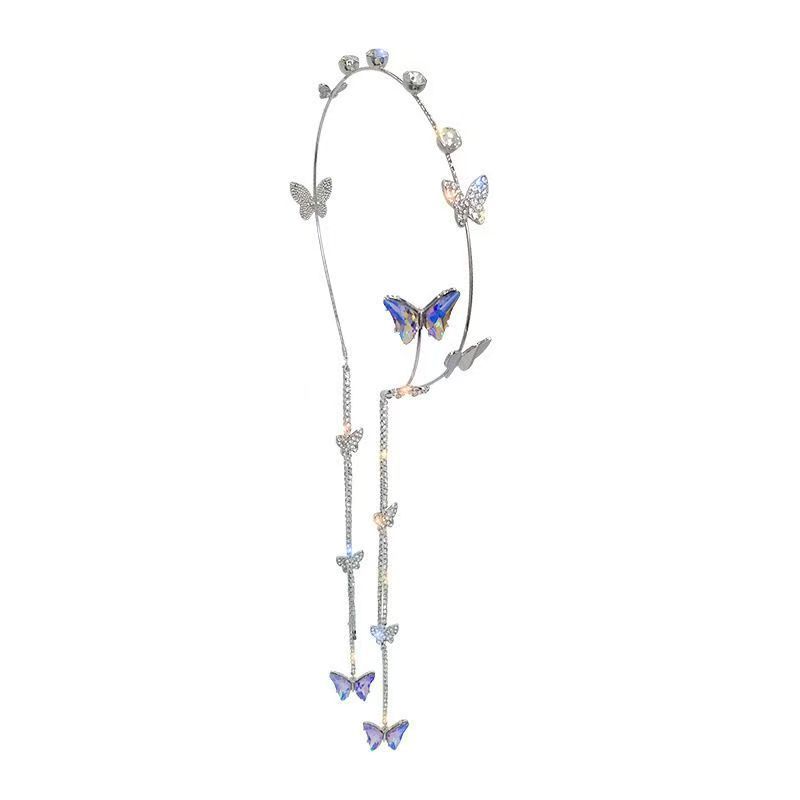 Premium Handmade Diamond-Encrusted Butterfly Tassel Hairpin Casson Fairy Beauty Headband Princess Headband Elf Headgear Hair Accessories