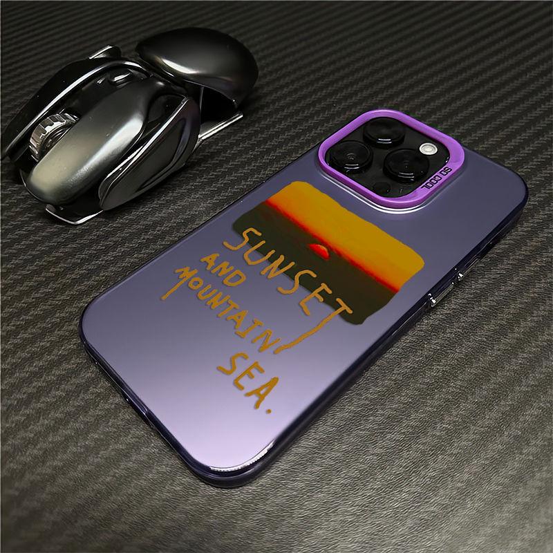 Sunset Illustration Drop-proof iPhone Case for 11, 12 Pro Max, 13, 14, 15 - Trendy and Creative Design