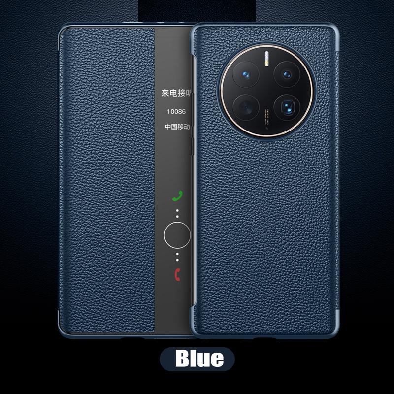 Oryginalne skórzane etui z klapką do Huawei P60 P50 P40 Pro P30 P20 Mate 50 40 30 20 Pro RS Lustrzane Smart Touch View Obudź Uśpij