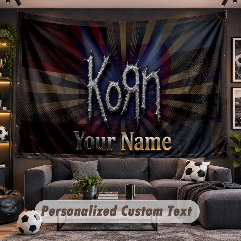 Wall Hanging Tapestry Custom NameKorn Pattern Personalized Printed Fabric Wall Decor