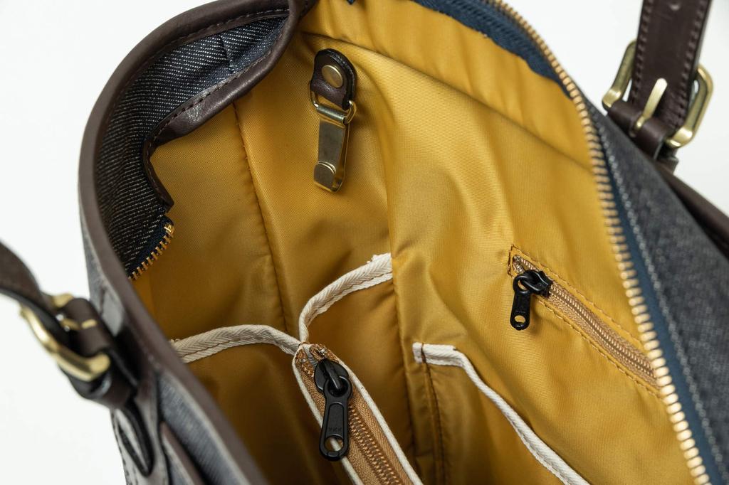 Tote Denim Tote Bag [Infis] [Denim Bag] (navy Blue, Black)