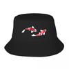 2025 New HatKoi Fish Kuhaku Showa Sanke Koi Fish Design Black Background Bucket Hat New In The Hat Men's Caps Women's