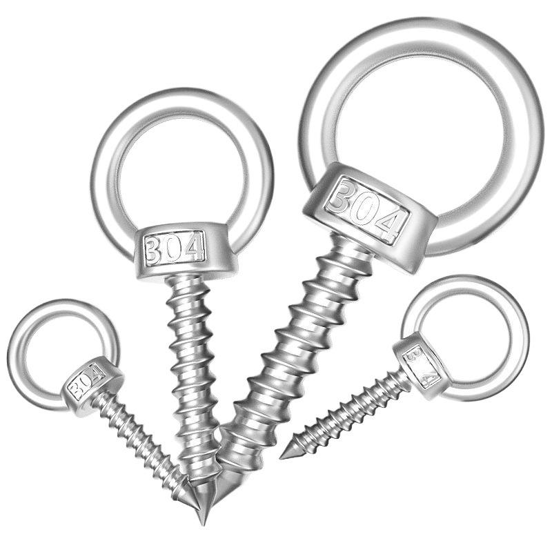 304 Stainless Steel Self-Tapping Eye Bolt with Ring Screw Hook