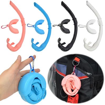 Silicone Snorkel Tube Roll Up Snorkel with Storage Case Wet Breathing Tube Foldable Snorkel for Snorkeling Freediving