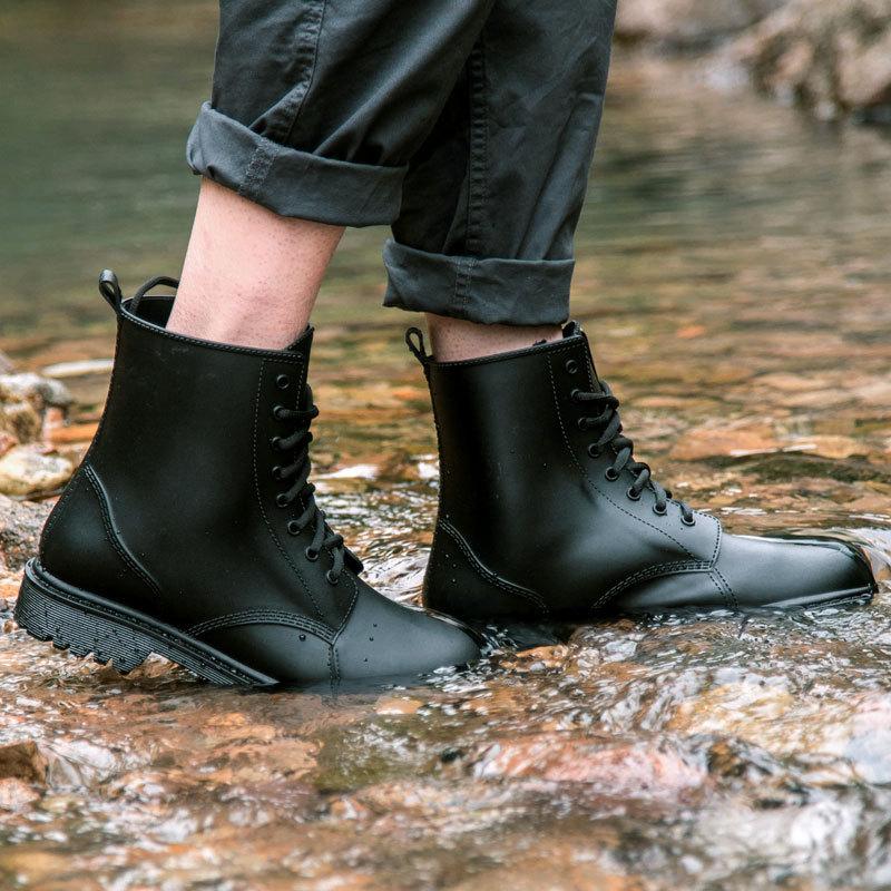 Fashion Men's Martin Rain Boots Men's Matte Non-slip Rain Boots Rubber Shoes