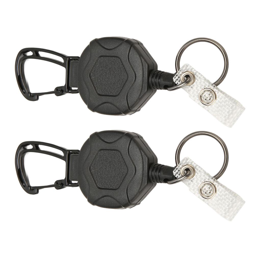 2 Adet Geri Çekilebilir Anahtarlık Ağır Hizmet Tipi Karabina Kimlik Kartı Tutucu Geri Çekilebilir Çelik Tel Halatlı