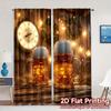 Sheer Flat Printing Curtains Without Rod Golden Cheers Popular Versatile Polyester Curtain Set Of 2 Made Washable