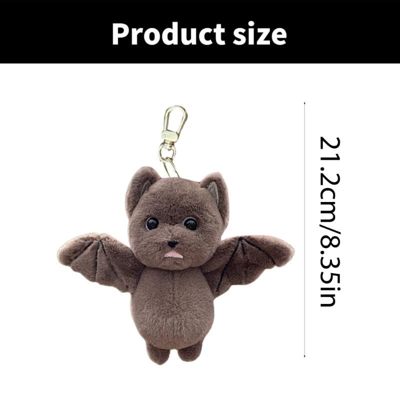 Bat Plush Toy Keychain Soft Stuffed Animal Bag Charm Backpack Pendant Accessory Handmade Halloween Room Decoration